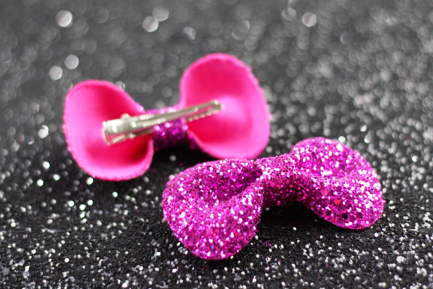 Pink Hair Bow Clips, Glitter, Hair Accessories, Cute Kawaii Bows on Luulla